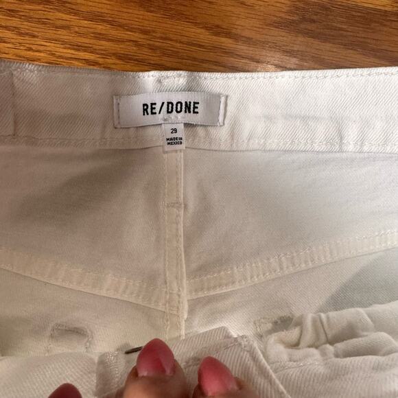 RE/done Originals 90s High Rise Ankle Crop Jeans In White Destroyed size 29 - Picture 9 of 11